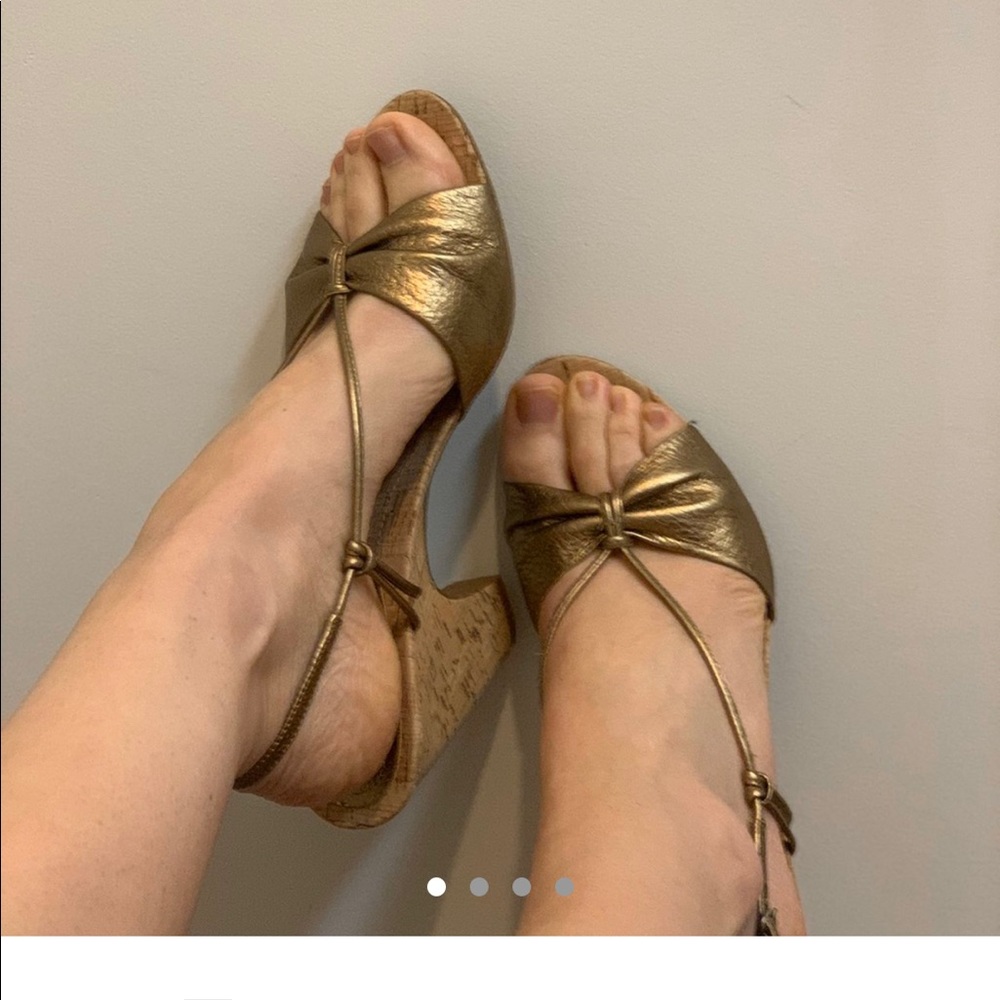 Bronze high heel Wedges sandals - Picture 5 of 8